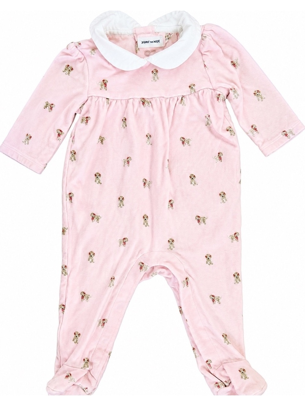 Janie and Jack Baby 3-6 month.Pink Puppy Print Footed Romper